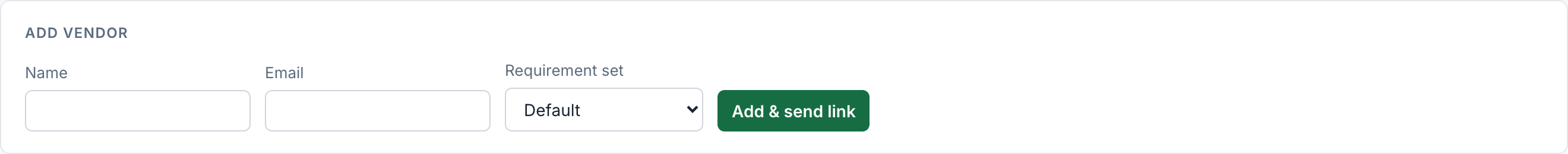 The add vendor form